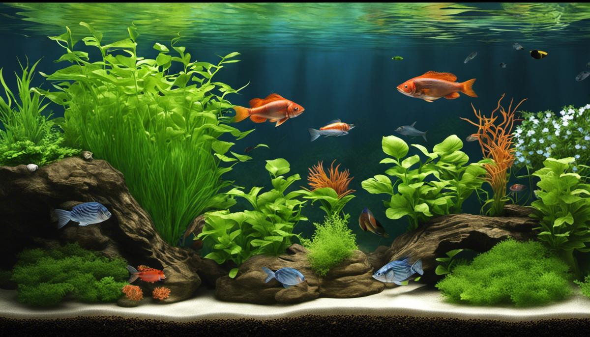 A diagram illustrating the symbiotic relationship between fish and plants in an aquaponics system.